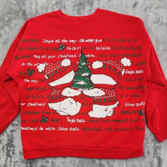 Vintage Nutcracker Sweatshirt Womens M Red Dual-Sided Teddy Bear Christmas Party - Picture 5 of 12